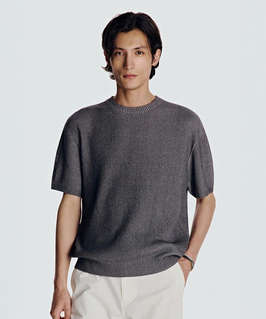 Danielkeulemyu 26Ss Washable Linen Blend Crew Neck Knit Gray