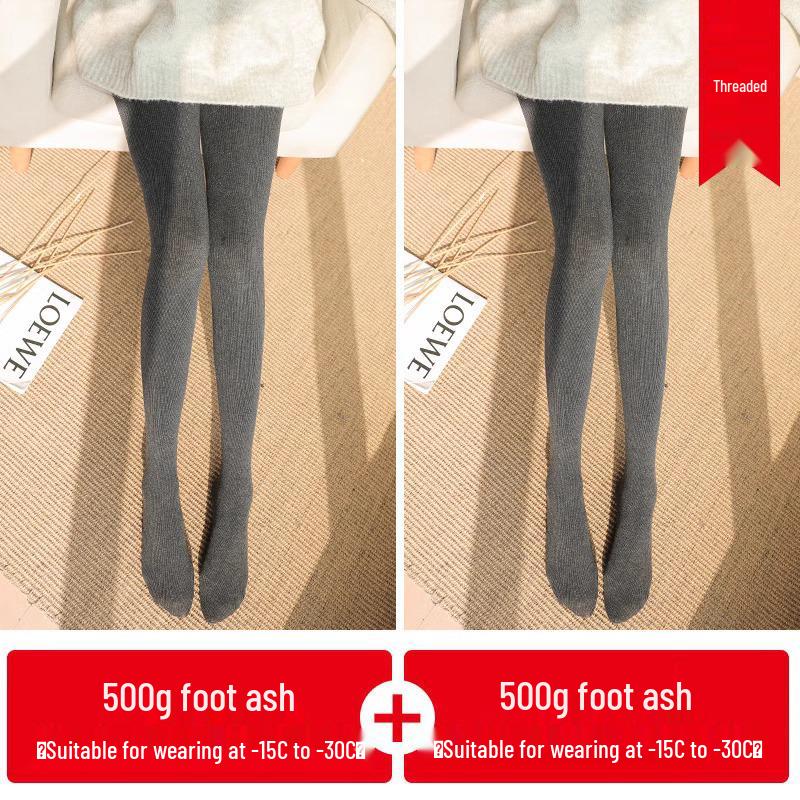 Warm Seamless High-Waisted Footed Leggings for Plus Size Women and Girls - Non-Slip Autumn/Winter