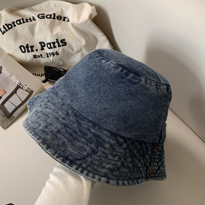 Japanese washed denim fisherman hat children spring and summer 2025 versatile face small sunshade sunscreen basin hat