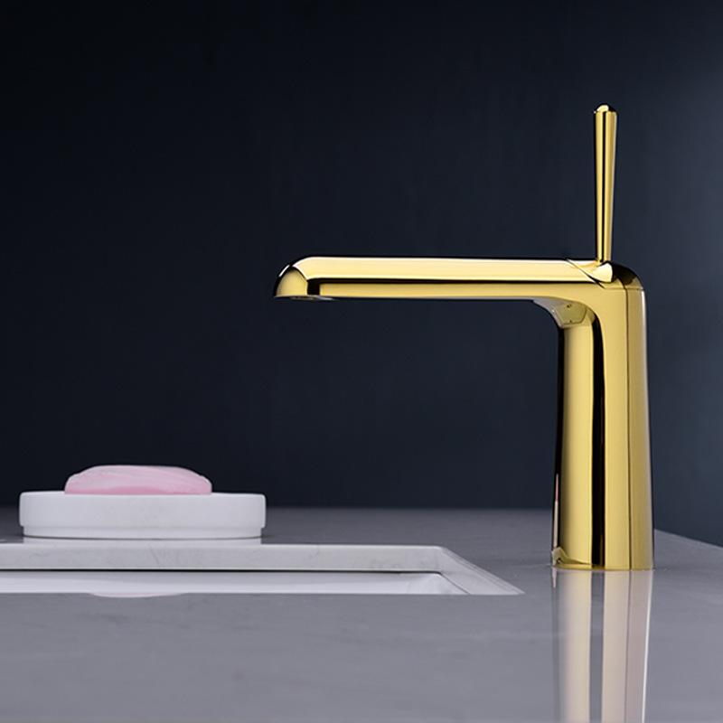 New Luxury Gold Basin Faucet Bathroom Single Lever Hot and Cold Sink Mixer Tap Faucet Solid Brass Basin Lavtory Faucet