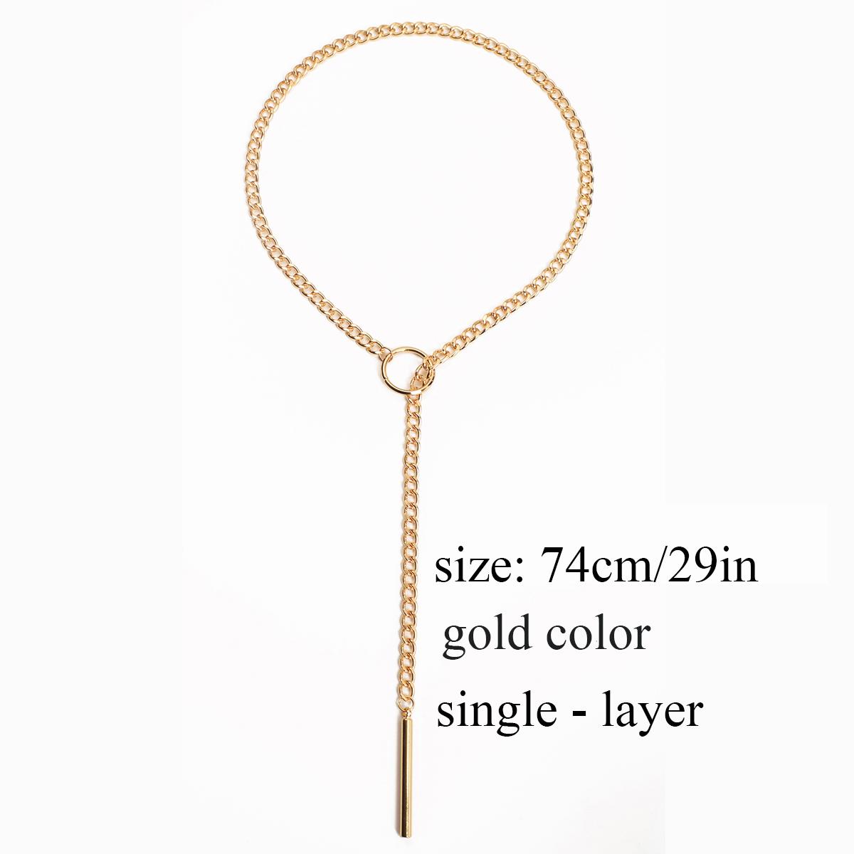 

Black Slip Chain Necklace Wrap Choker Woman Gothic Bar Pendant Lariat Necklace Layering Alternative Aesthetic Jewelry