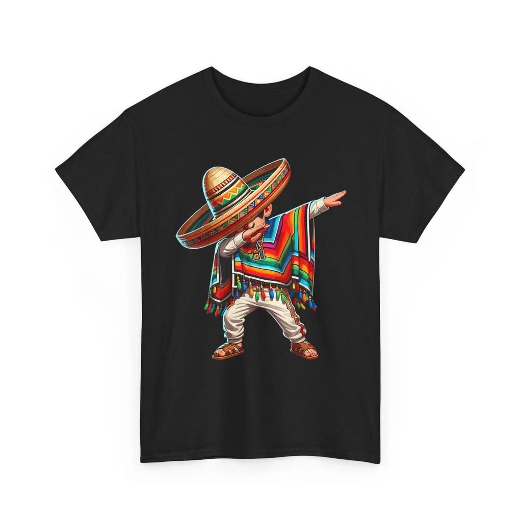 Mexican Boy Dabbing in Poncho Cinco de Mayo T- Shirt for Men and Women