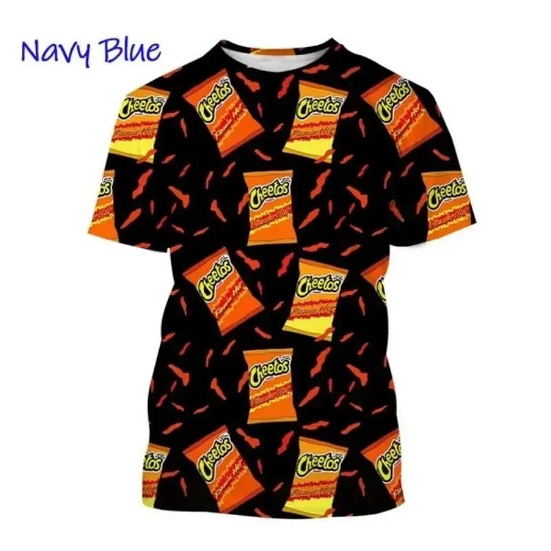 Top Y2k Cheetos Croccanti Stampa 3D T-shirt Moda Girocollo Hip Hop Cool