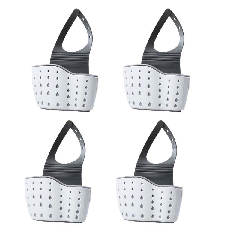 1-4PCS Household Adjustable Button Type Sink Drain Hanging Bag Kitchen Storage Shelf Faucet Sponge Twolayer Drain Hanging Basket