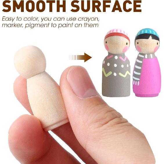 NUOBESTY 40 шт. Деревянные штырьковые куклы Деревянные штырьковые фигурки Неокрашенные миниатюрные деревянные фигурки людей для DIY-раскрашивания Подарки на вечеринку