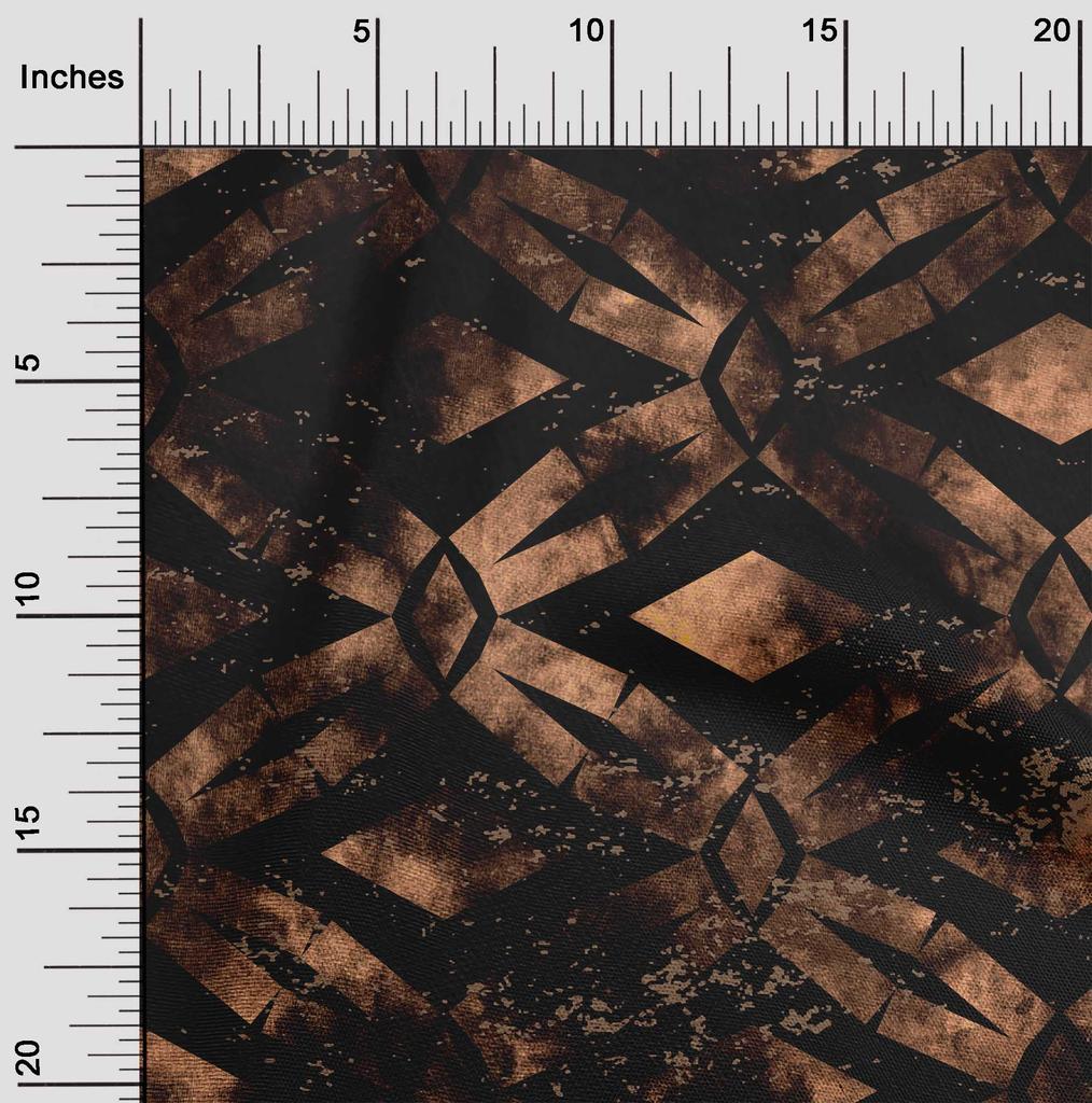 oneOone Cotton Flex Chocolate Brown Fabric Geometrical Water Color Craft Projects Decor Fabric Printed By The Yard 40 Inch
