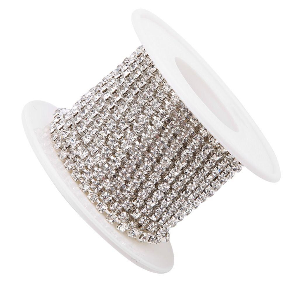 1pcs SS12 Rhinestone Chain Roll 10 Yards Close Cup Chain Trim Crystal Rhinestone Chain Sewing