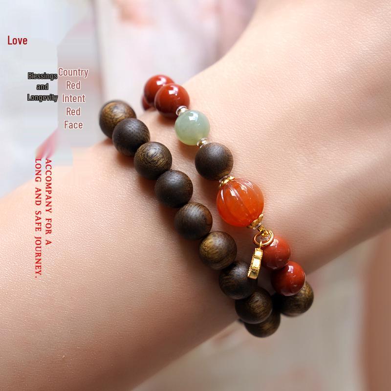 Natural Nan Hong Carved Agate Beads for DIY Bracelets