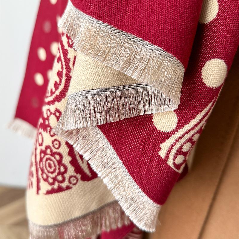 Korean Version Of Light Luxury Contrasting Colors, Double-Sided Imitation Cashmere Scarf, Winter High-End Warm Shawl