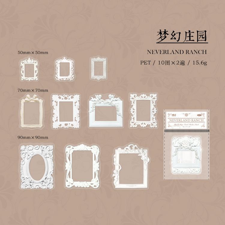 

20-Piece Vintage European Style Border Sticker Bundle Classic Rococo Baroque Elements, for Journal Layering Photo Frame Decor