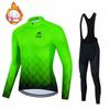 Mens Winter Cycling Jersey Long Sleeve Fleece Thermal Bike Wear Road Outdoor Sports