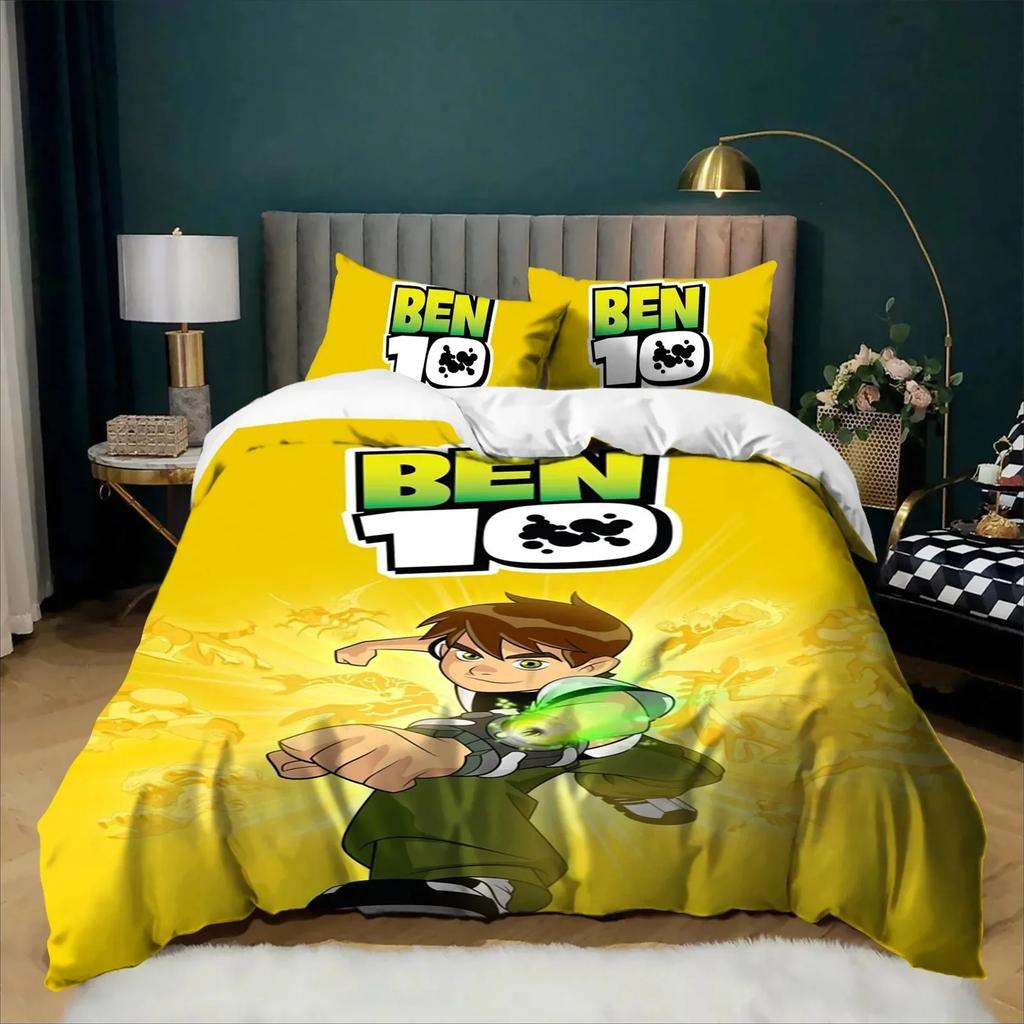 Bedding Set Ben 10 Cartoon 2/3 Pcs 3D Print Duvet Cover Pillowcases Twin Full Queen King Size For Boys Kids Bedroom Decor Gift