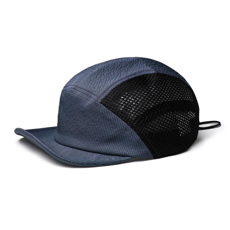 Unisex Baseballkappe mit kurzem Schirm, schnelltrocknend, halbe Netzstruktur, atmungsaktiv, für Outdoor-Camping, mit verstellbarem Riemen