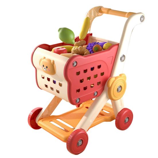 

Детская корзина для покупок с игрушками, фруктами, овощами, десертами, магазин аксессуаров красный