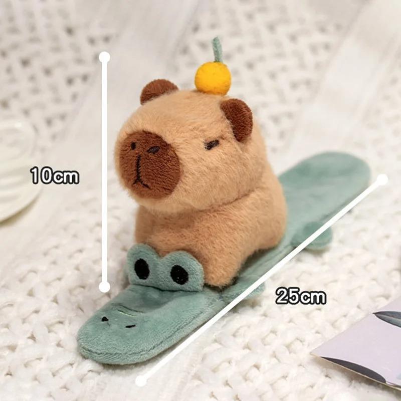Kawaii Capybara Animal Slap Snap Wrap Bracelets Dog Cat Stuffed Animal Plush Toy Kid Cute Hand Ring Wristband Creative Gift