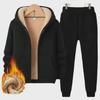 Men's Lambskin Casual Sports Suit - Autumn/Winter, Loose Fit, Plus Size, Velvet-Thickened, Hooded Sweater Set