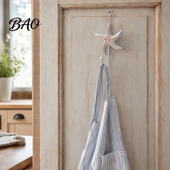 Sturdy Coat Hooks Wooden Wall Hook, Mediterranean Style Decorative Hanger Durable for Home Decor Keys Umbrellas Scarves Small Object Hook