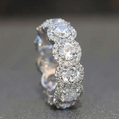Anelli di Promessa Scintillanti in Zirconia Cubica per Donne Fedi Nuziali di Fidanzamento Colore Argento Nuova Moda Moderna Gioielli Femminili