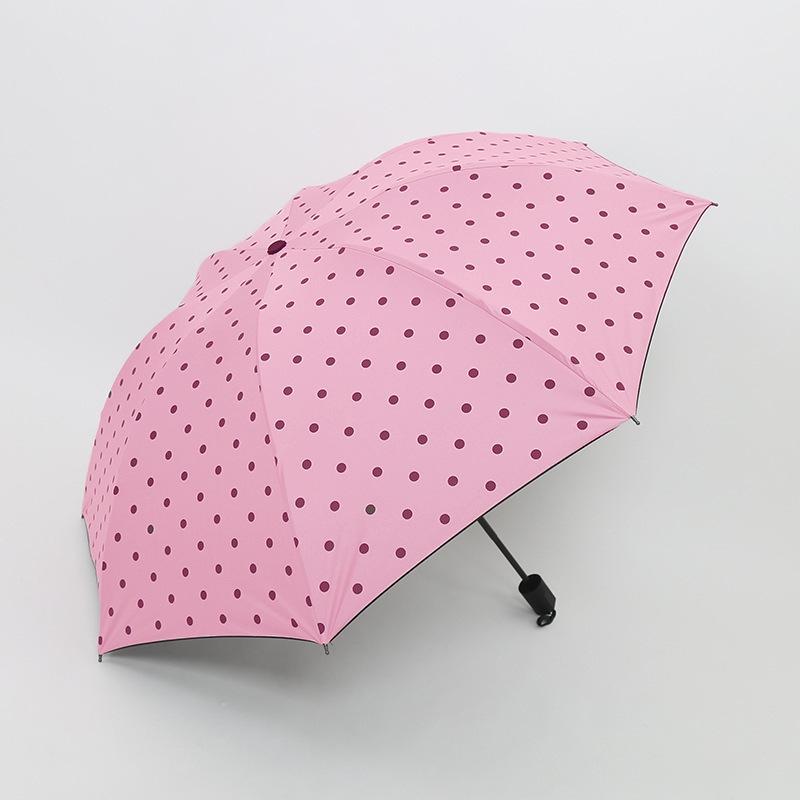 Parapluie Pliant à Pois Revêtement Noir Anti-UV Imperméable Parfait Pour le Trajet Quotidien et les Voyages