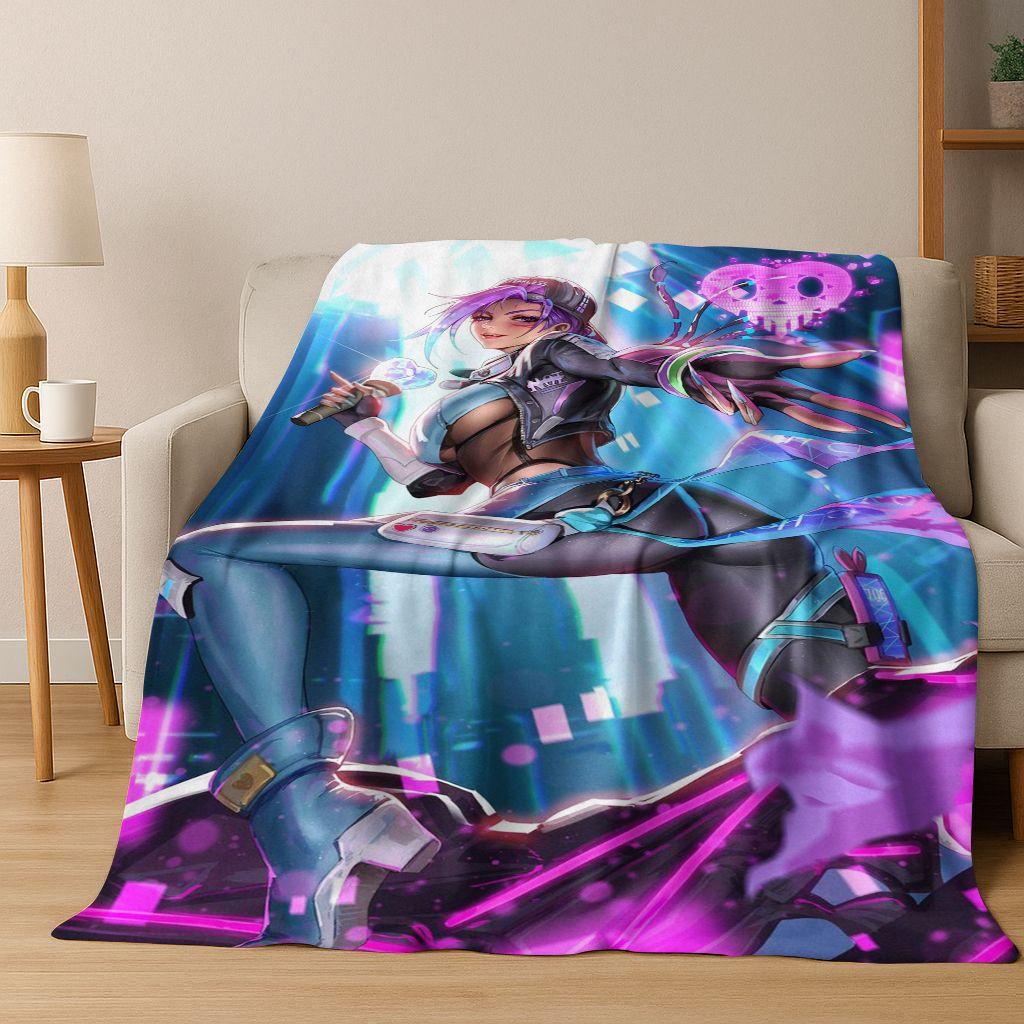 Game OW Overwatch D.VA Mei Reaper Cartoon 3D Flannel Blanket,Cozy Soft Throw Blanket for Home Bedroom Bed Sofa Picnic Cover Gift