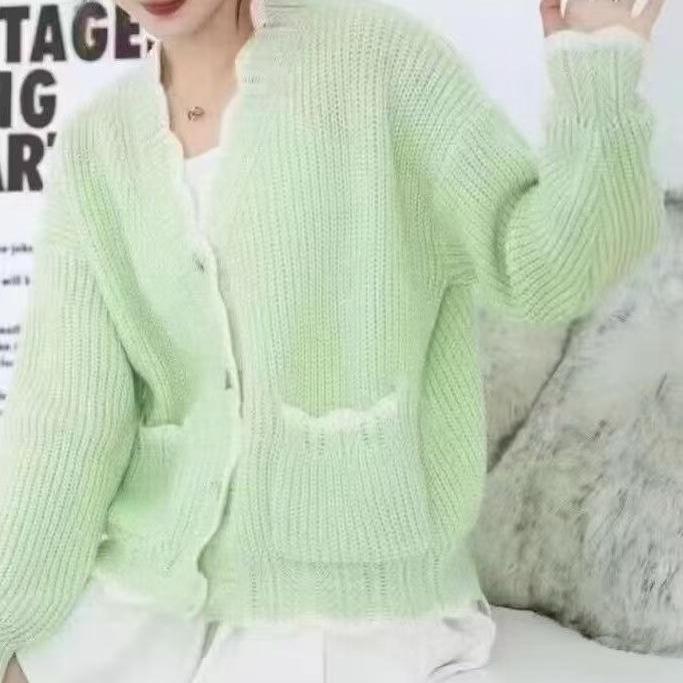 2025 spring and autumn new sweet and gentle wind sweater jacket women's long-sleeved loose and versatile soft waxy knitted cardigan women