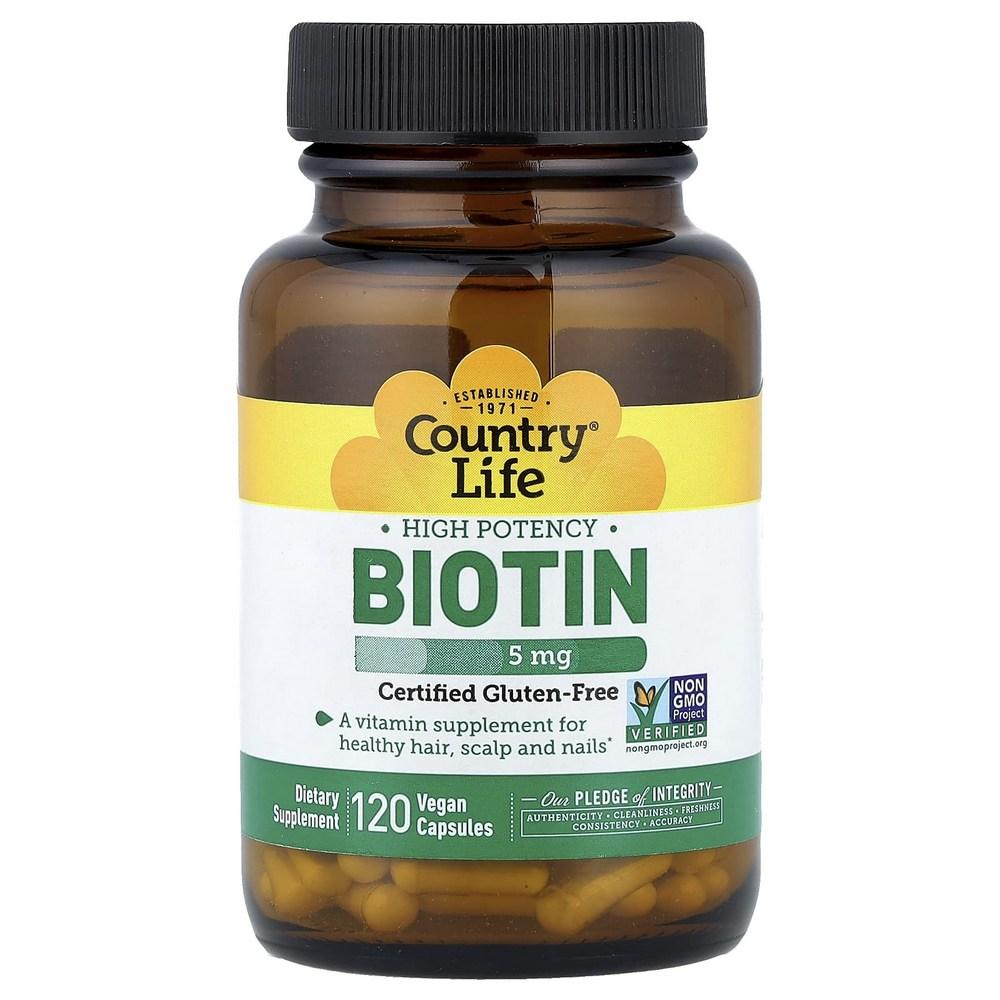 Country Life Biotin 5mg Veggie Capsules 120 Tablets (6 pcs)
