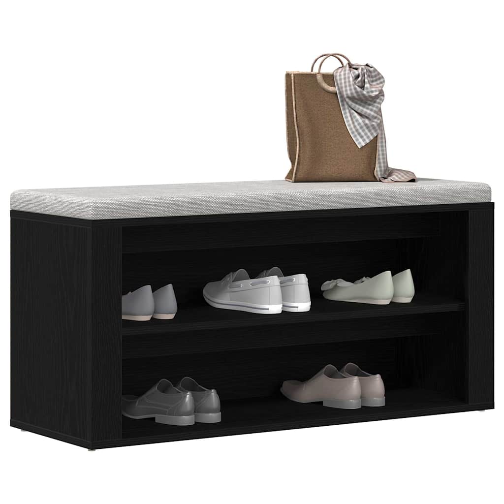 vidaXL Schuhbank Schwarze Eiche 100 x 35 x 45 cm Holzwerkstoff