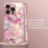 Creative Pink Crystal Floral Charm Metallic Glass Phone Case For iPhone 17 16 15 14 13 12 11 Pro Max 15 14 Plus 17 Air 16E Cover