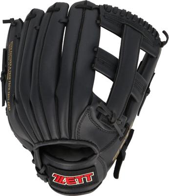 ZETT Piłka do łapania z amortyzującą czarną rękawicą, dla początkujących, podkładki, 12 cali, rzut praworęczny, (BDG3516VA)