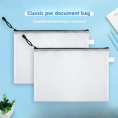 A4 Clear Mesh Zipper Pouch Waterproof Document Bag for School Office Paper Organizer Storage, Art Craft Supplies Holder,