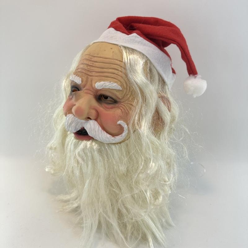 Halloween Party SantaClaus Latex Mask Party Dress Up Supplies Christmas SantaClaus Hat Mask Full Face SantaClaus Mask