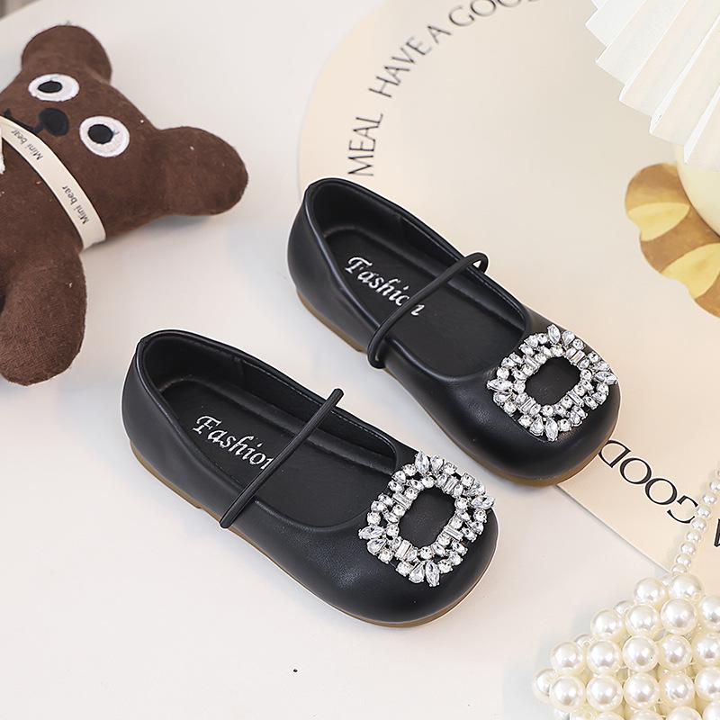 Women's French-Style Square Toe Ballet Flats, Rhinestone Slip-Ons for Spring/Summer 2025, Soft Sole Skirt Shoes