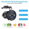 Zelt-Typ Panel Zwei-Loch, Quick Charge 3.0 Dual-USB Auto-Ladegerät + 12V/24V Steckdose für Auto, Motorrad, Boot, Marine, ATV