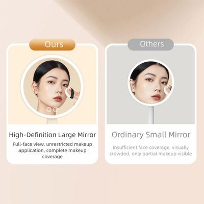 Removable Makeup Mirror with LED Light Tricolor Light Stepless Dimming Adjustable Desktop Mirror Rotatable High-Definition