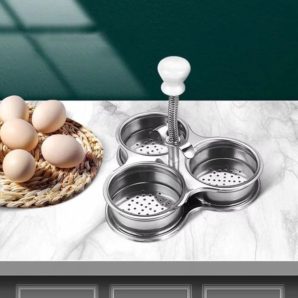 Non-Stick Egg Poaching Pan 3 Grids Eggs Cooker Food Grade Poached Egg Maker  Steaming
