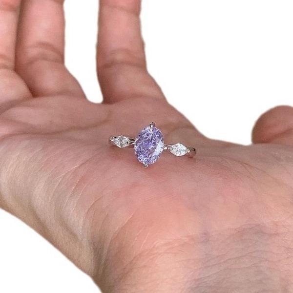 Light Luxury Exquisite High-Grade Purple Gas Donglai Translucent Purple Pigeon Egg Ring Niche Design Simple And Versatile Index Finger Ring