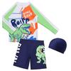 3-Piece Boys' Dinosaur Swim Set: Long Sleeve, Pants, and Shorts - Bright Colors, Sun Protection, Durable