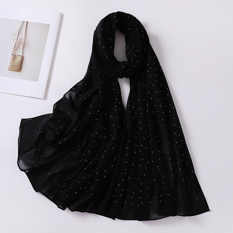 Imitation Pearls Rhinestones Scarves Shawls Women Long Scarf Neckerchief Tudung Bawal Veil Turban Bandana Muslim Hijab Headscarf