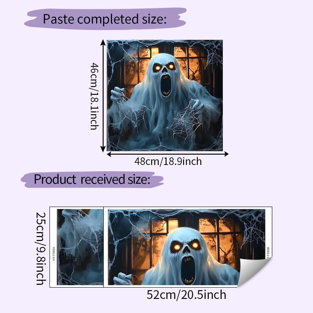 Halloween Spider Horror Web Ghost Fake Window Pattern Home Wall Sticker Decorat