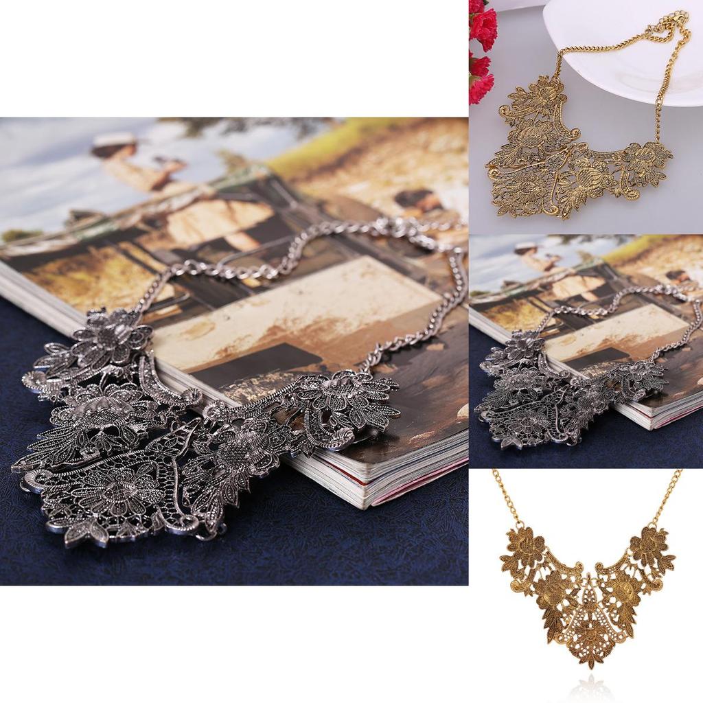 Retro European Alloy Floral Choker With Pendant For Women And Special Events