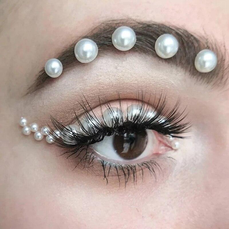 3mm/4mm/5mm/6mm 3D Pearl Face Jewels Eyeshadow Stickers Self Adhesive Face Body Eyebrow Diamond Nail Stickers Decoration