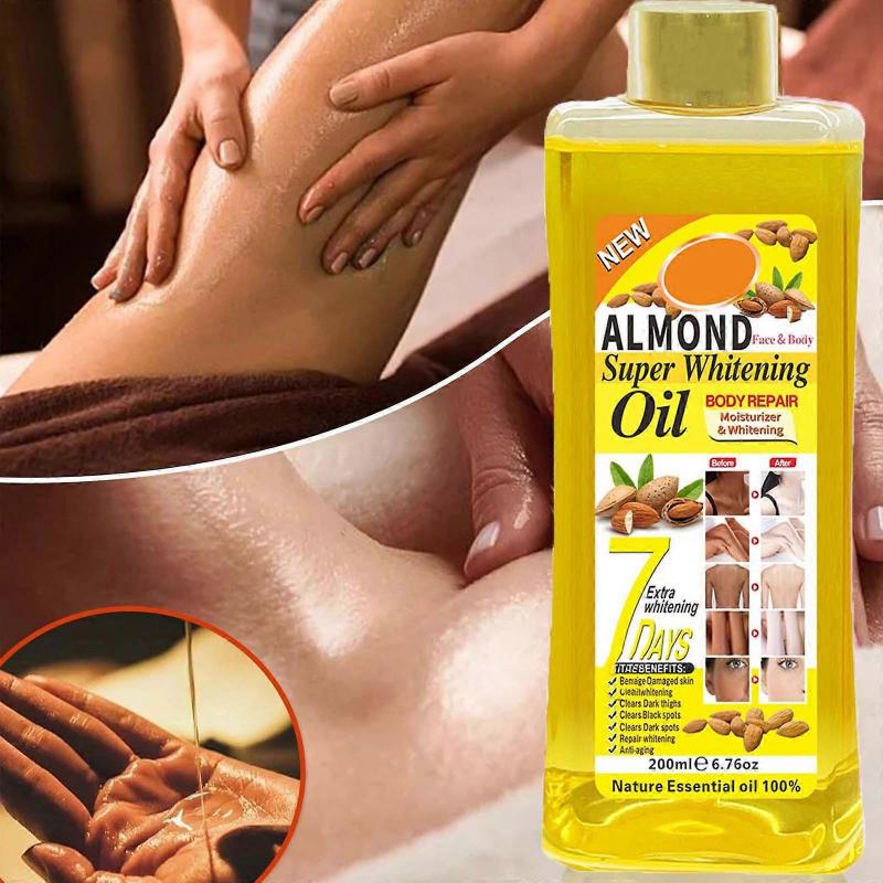 Super Aufhellendes Öl 200ml, Körperaufhellendes Öl gegen dunkle Flecken, Hellt den Hautton auf, Reduziert Melanin, Spendet trockener Haut Feuchtigkeit, Gleicht den Teint aus