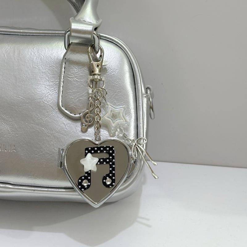 Korean-Inspired Love Note Mirror Bag Accessories Fashion Star Keychain Double-Sided Makeup Mirror Keychain Bag Hanging Decor