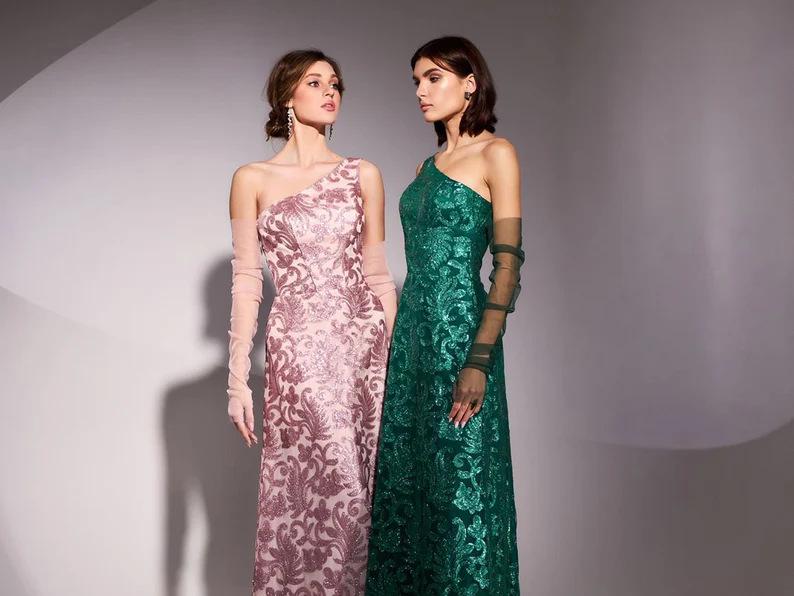 Spring/Summer European & American Women's One-Shoulder Slim Fit Bodycon Evening Gown