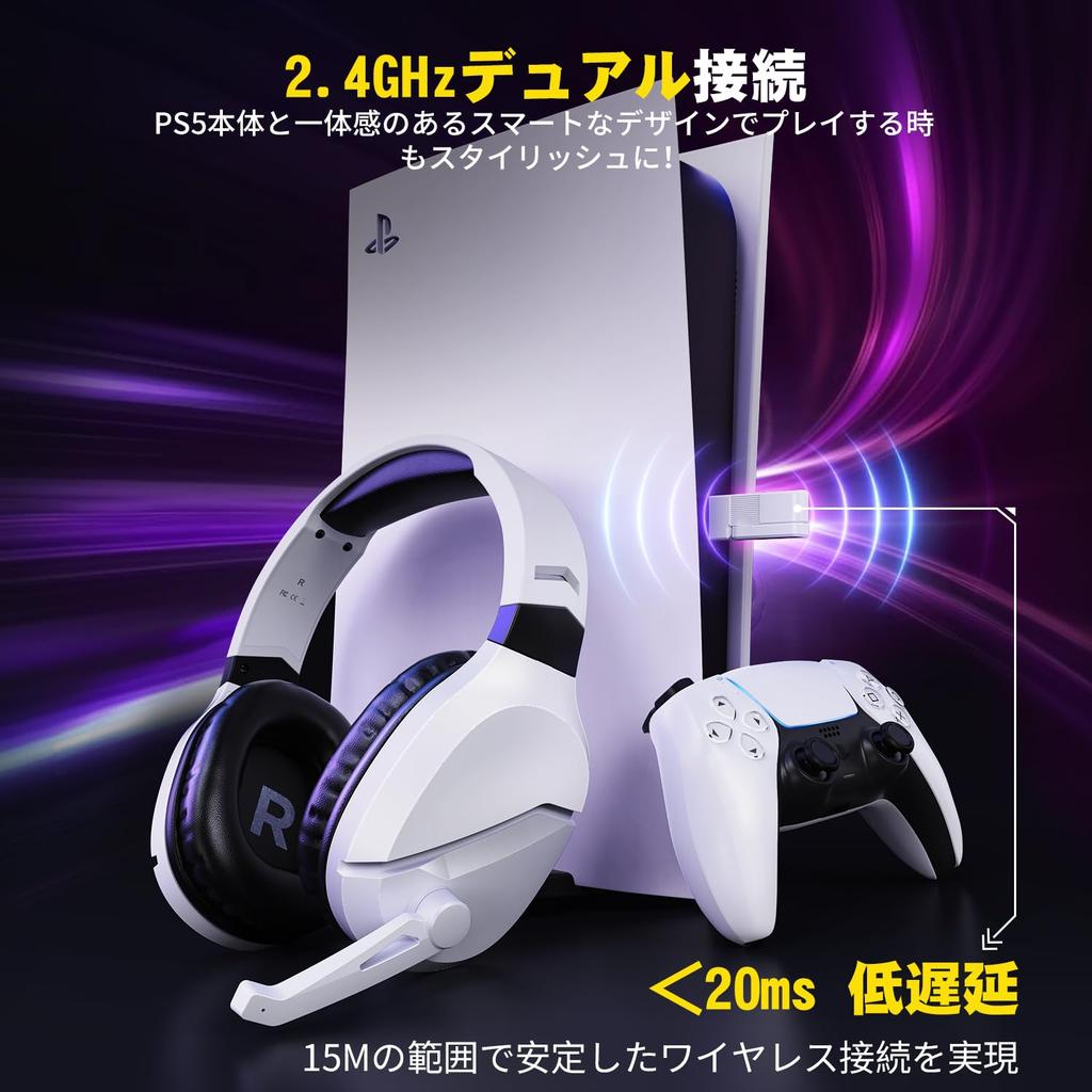 WolfLawS TA2000 Kabelloses Gaming-Headset, 3-Wege-Verbindung (2.4GBluetooth 5.3Kabelgebunden), mit Mikrofon, 50mm Treibern, verbessertem Bass, Stereo-Geräuschunterdrückung,