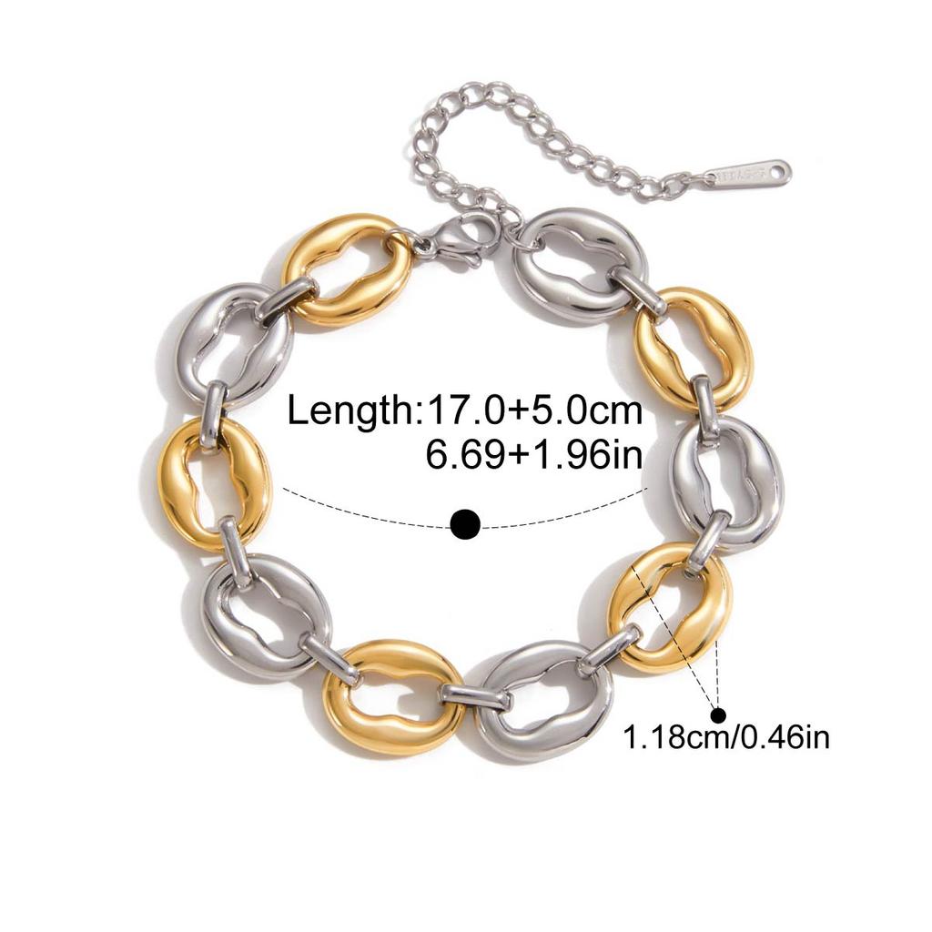 Yori Nieuwe Roestvrij Staal Geometrische Colorblock Armband Metalen Textuur 18K Goud PVD Gecoat Waterdichte Sieraden Cadeau 2025