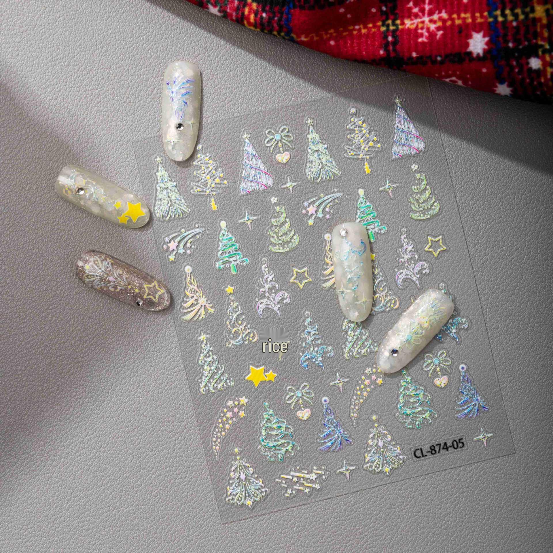 Cyansea Fresh Style Star Christmas Tree Nail Art Stickers for DIY Crafting CL-874-05