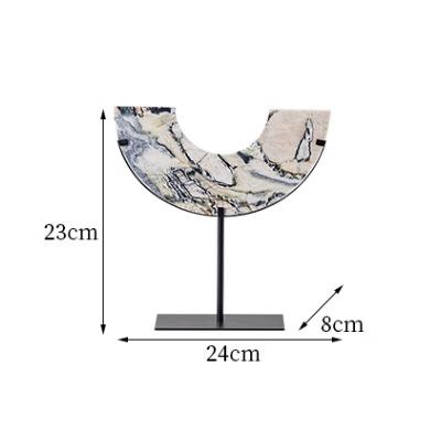 

Metal Handicraft Sculpture Marble Pattern Semi-circular Ornament Chinese Retro Decorative Figurines Home Decoration Accessories
