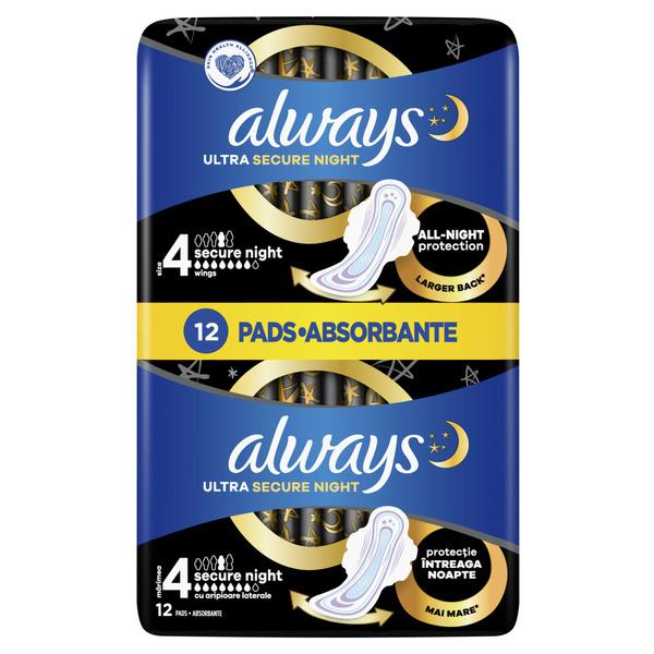 Always Podpaski Ze Skrzydełkami Ultra Secure Night Xl Duo 2X6Szt