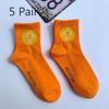 5 Pairs of Men's and Women's Short Socks Tide College Style Personality Sports Skateboarding Cotton Socks